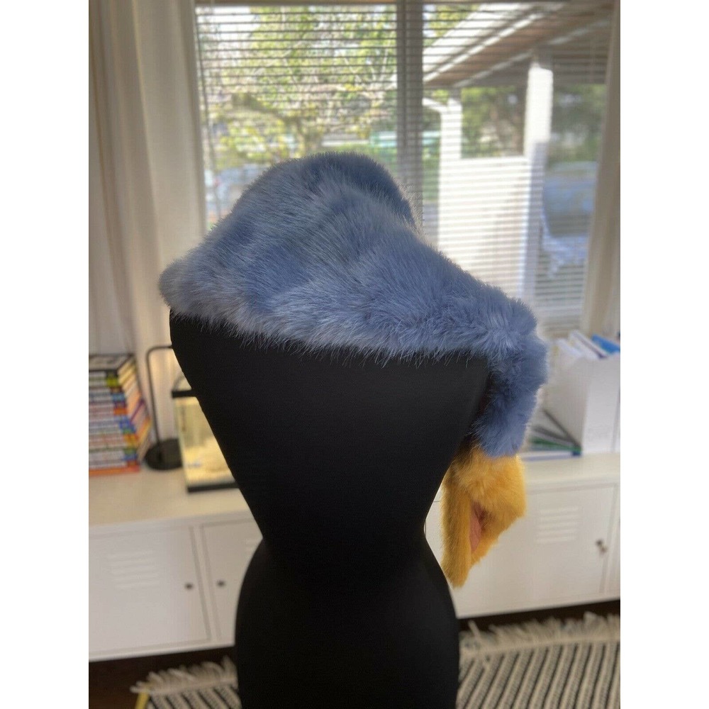 ZARA NEW AW17 FAUX FUR Yellow And BLUE STOLE - Picture 3 of 4